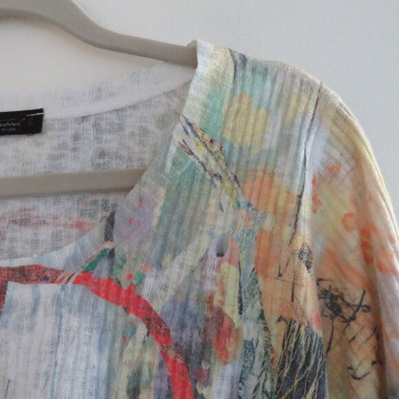INOAH Artsy Abstract Art To Wear Watercolor Tunic Top Lagenlook Coastal - Size L - Picture 7 of 15